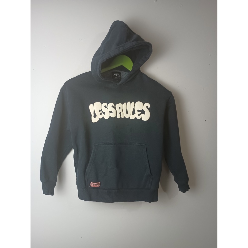 Zara Kids Less Rules Graphic Hoodie Black Size 9-10 140cm Streetwear Sweatshirt